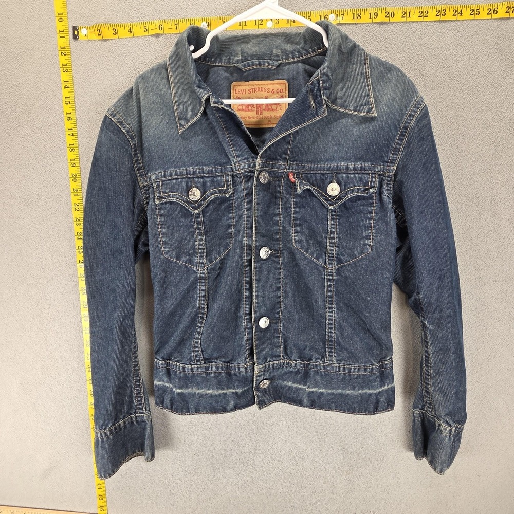 Vintage Levis Jacket Womens Medium Blue Denim Corduroy 70901 Trucker Jean